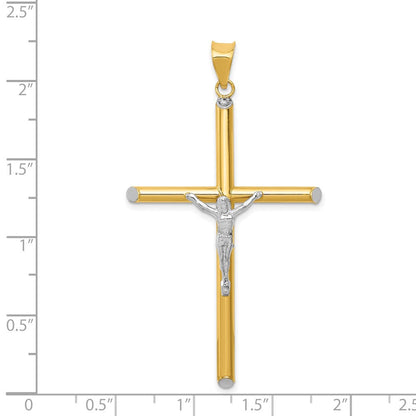 14K Zweifarbig Gold Zweifarbig Gold mit Rhodium Kruzifix-Anhänger