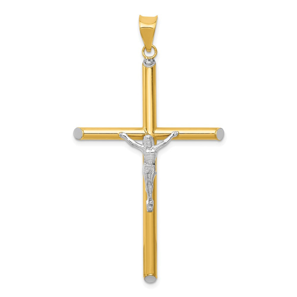 14K Zweifarbig Gold Zweifarbig Gold mit Rhodium Kruzifix-Anhänger