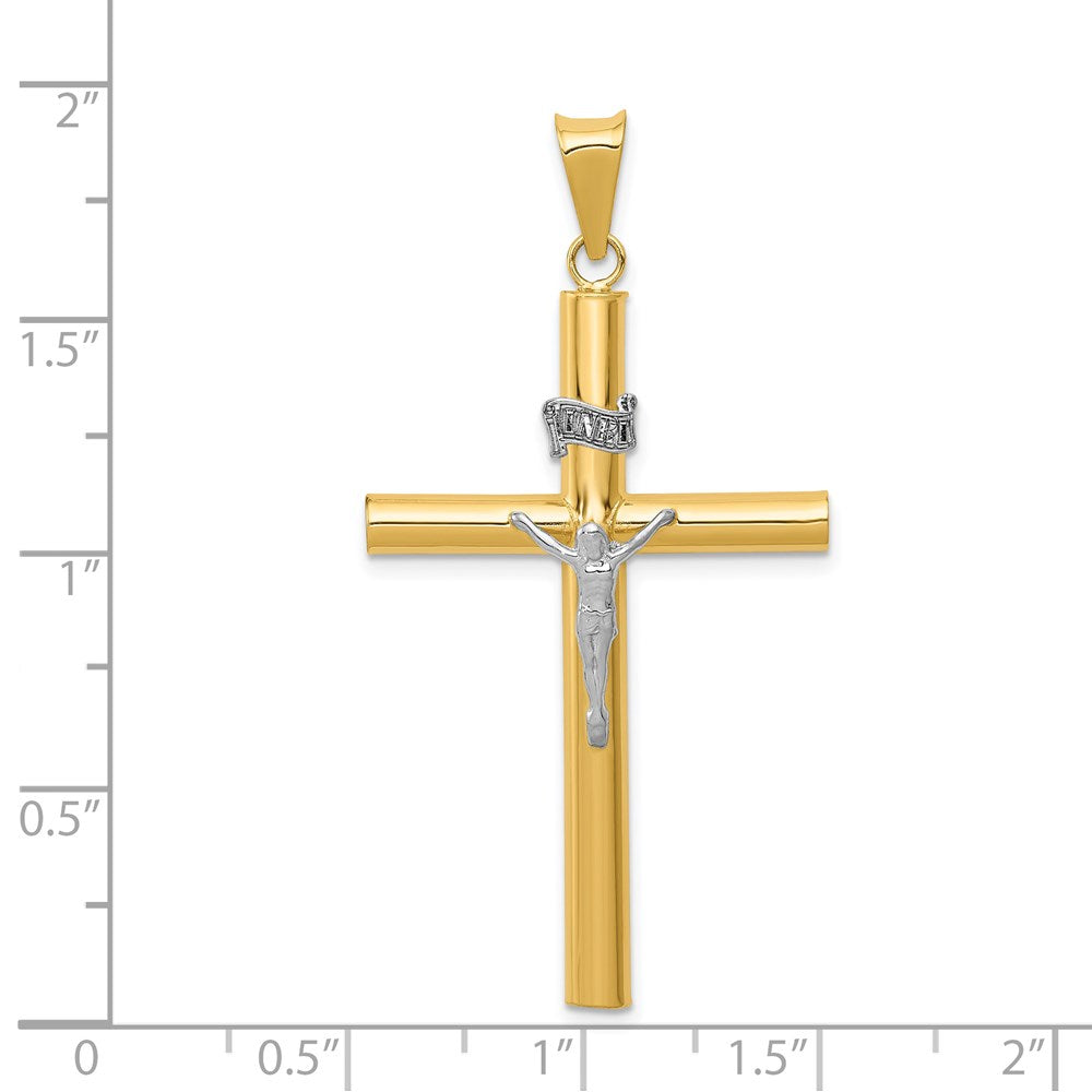 14K Bicolor-Gold INRI-Kruzifix-Anhänger