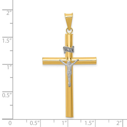 14K Bicolor-Gold INRI-Kruzifix-Anhänger