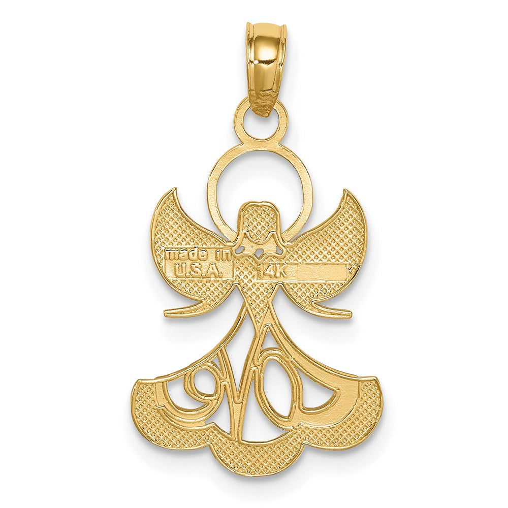 14K Gelb & Rhodium mit Rhodium Liebe Engel Anhänger