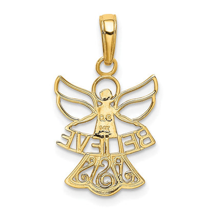 14K Gelb & Rhodium mit Rhodium Glaube Engel Anhänger
