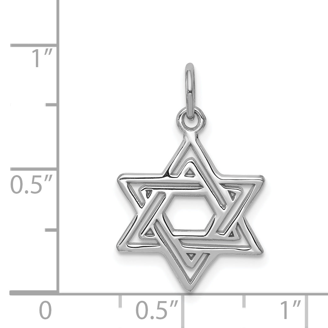 14K Weißgold Stern Of David Charm