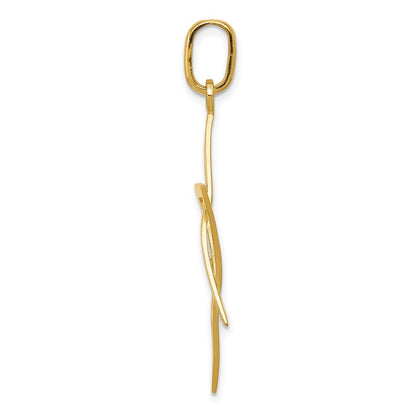 14K Gelbgold Länglicher Davidstern-Anhänger