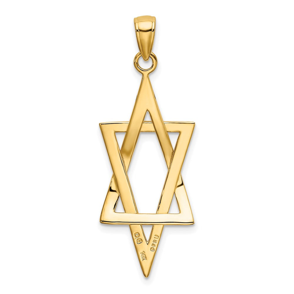 14K Gelbgold Länglicher Davidstern-Anhänger