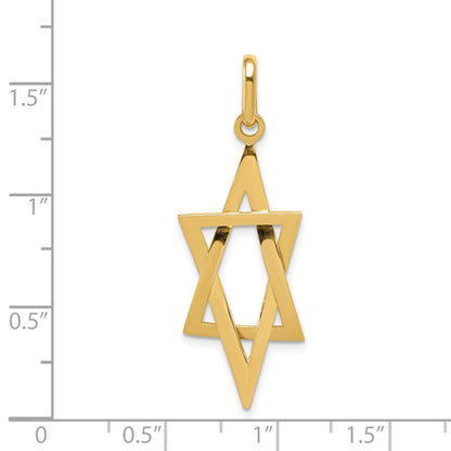 14K Gelbgold Länglicher Davidstern-Anhänger