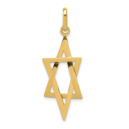 14K Gelbgold Länglicher Davidstern-Anhänger
