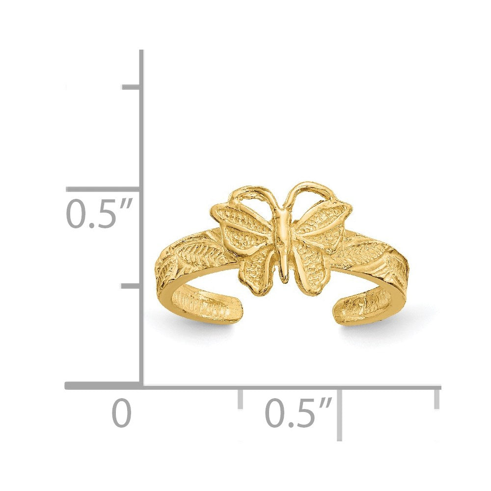 14K Gelbgold Schmetterling-Zehenring