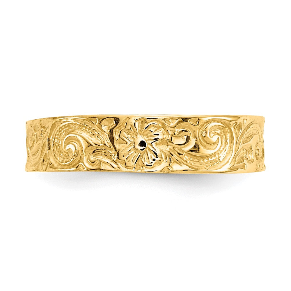 14K Gelbgold Zehenring mit Blumen-/Ranken-Motiv