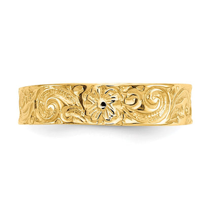 14K Gelbgold Zehenring mit Blumen-/Ranken-Motiv