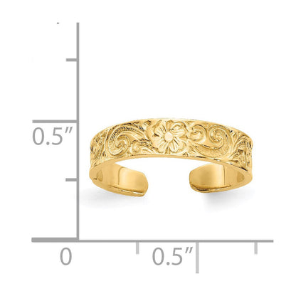 14K Gelbgold Zehenring mit Blumen-/Ranken-Motiv