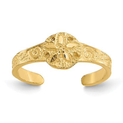 14K Gelbgold Diamantiert Sand Dollar Zehenring