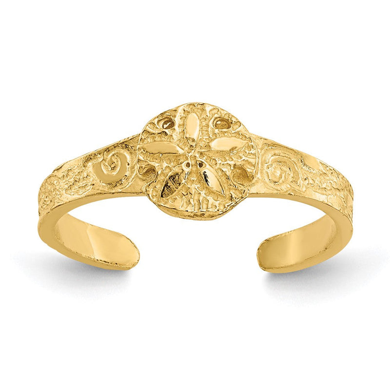 14K Gelbgold Diamantiert Sand Dollar Zehenring