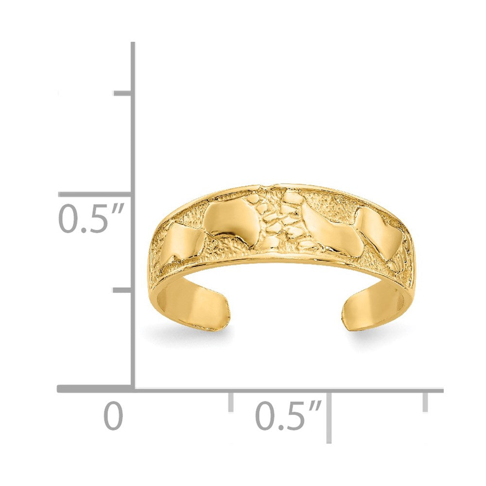 14K Gelbgold Fußspuren-Zehenring