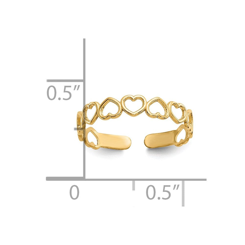 14K Gelbgold Offen Herzen Zehenring
