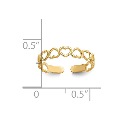 14K Gelbgold Offen Herzen Zehenring