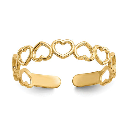 14K Gelbgold Offen Herzen Zehenring