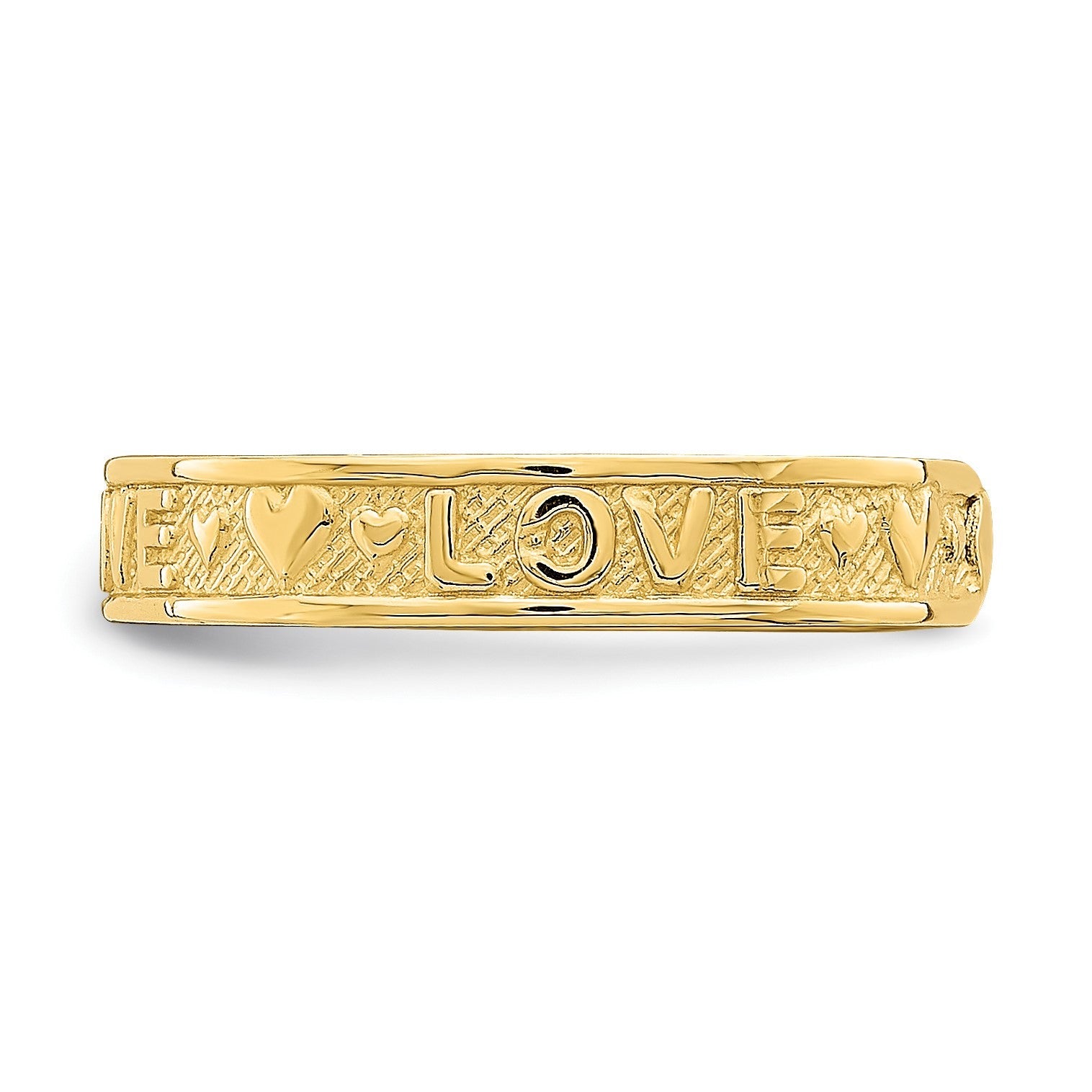 14K Gelbgold Poliert Liebe und Herzen Zehenring