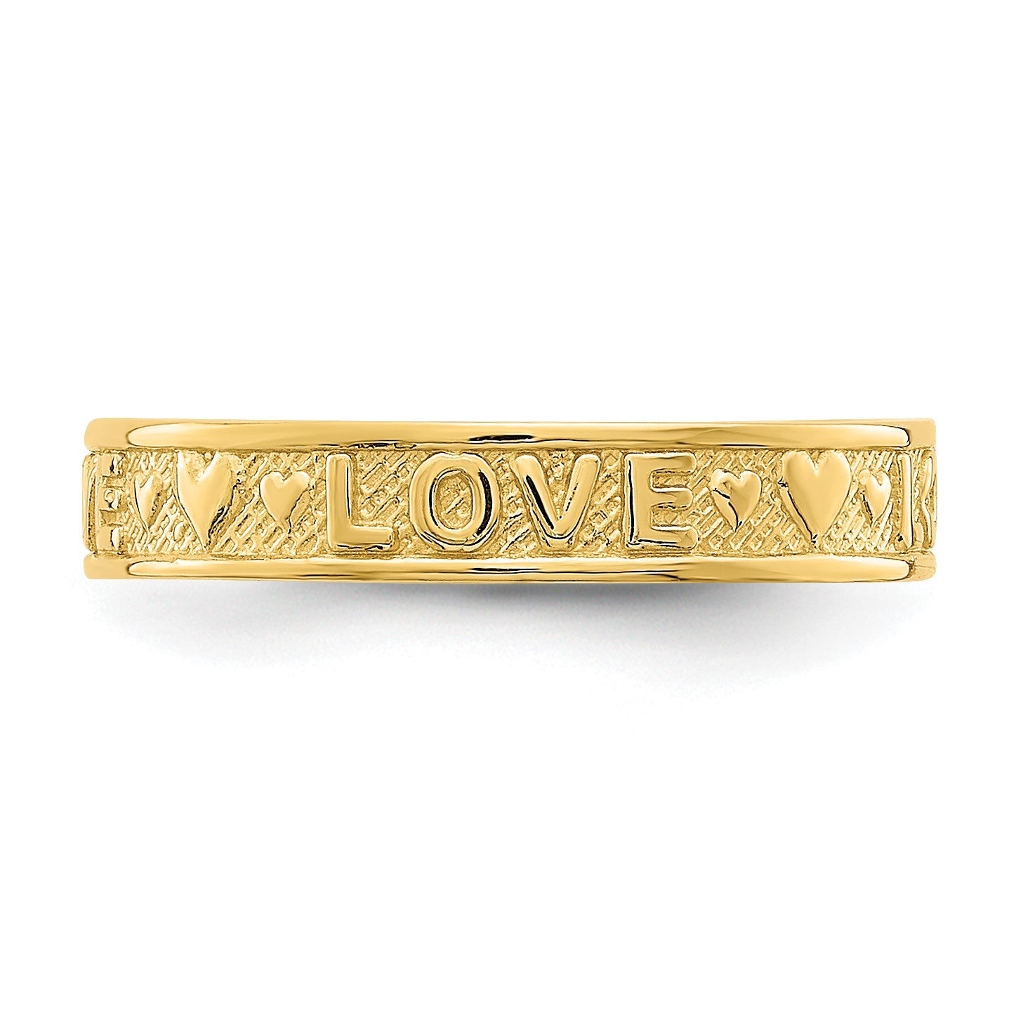 14K Gelbgold Poliert Liebe und Herzen Zehenring