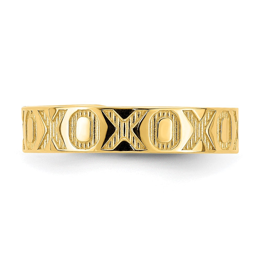 14K Gelbgold X und O Muster Zehenring
