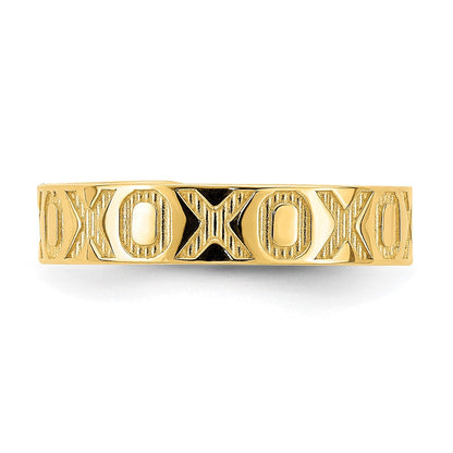 14K Gelbgold X und O Muster Zehenring