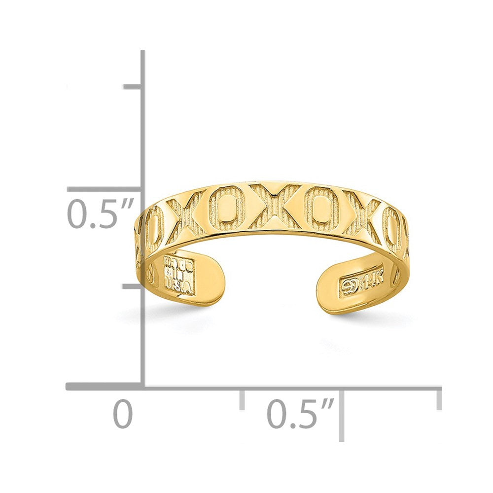 14K Gelbgold X und O Muster Zehenring