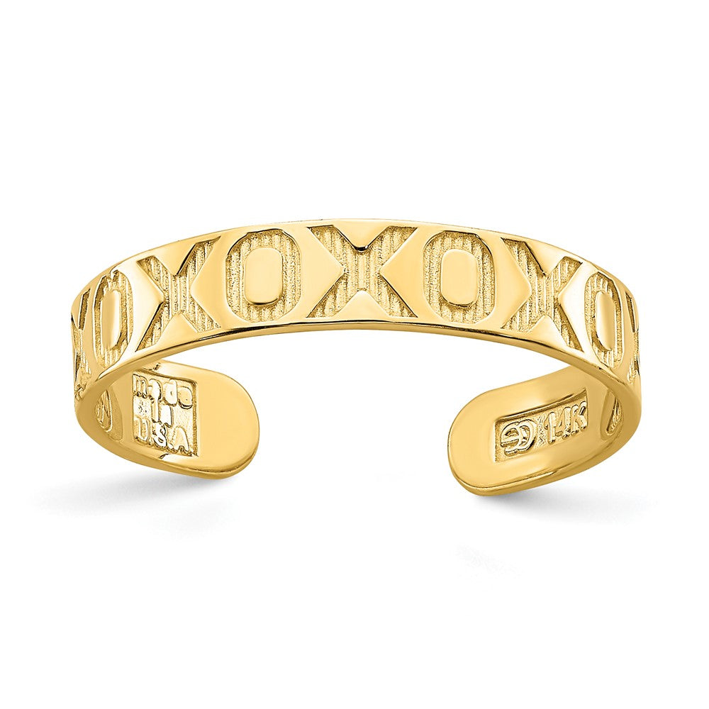 14K Gelbgold X und O Muster Zehenring