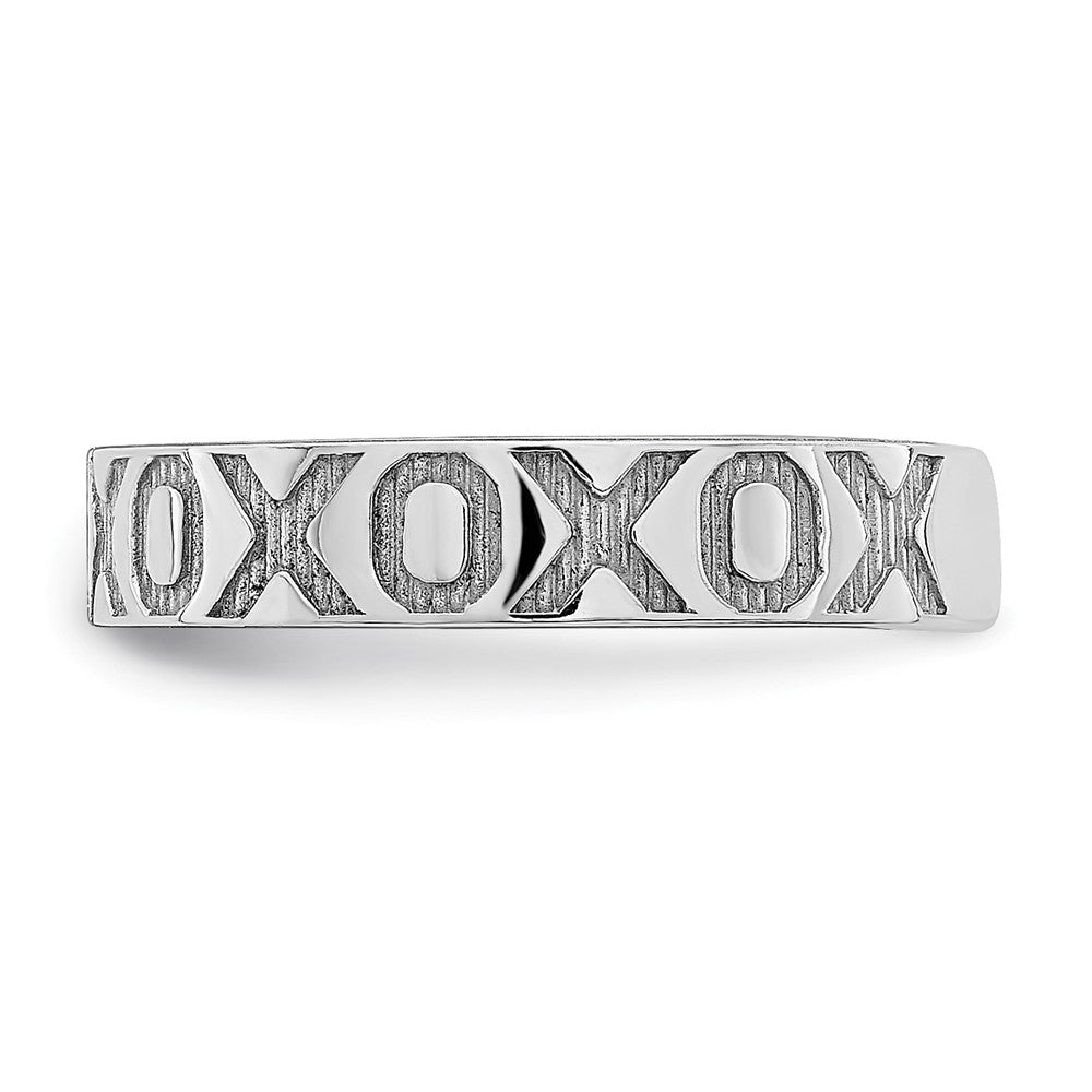 14K Weißgold X und O Muster Zehenring