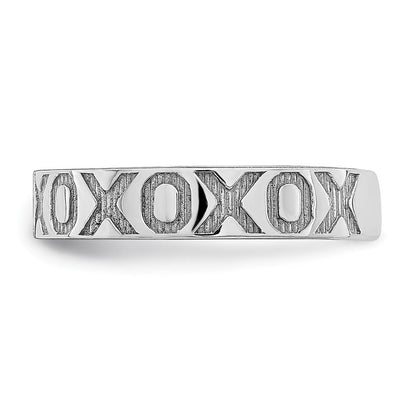 14K Weißgold X und O Muster Zehenring