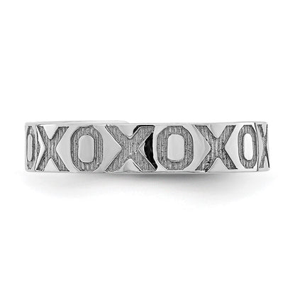 14K Weißgold X und O Muster Zehenring