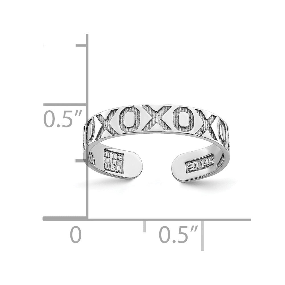 14K Weißgold X und O Muster Zehenring