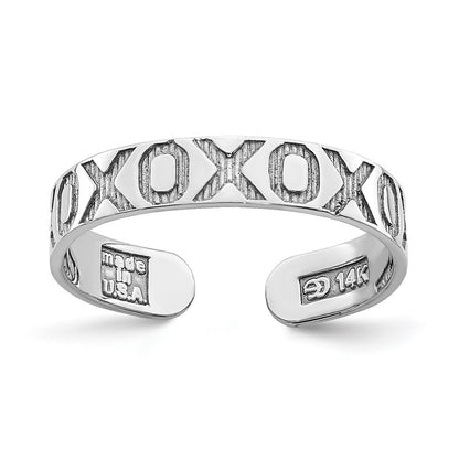 14K Weißgold X und O Muster Zehenring