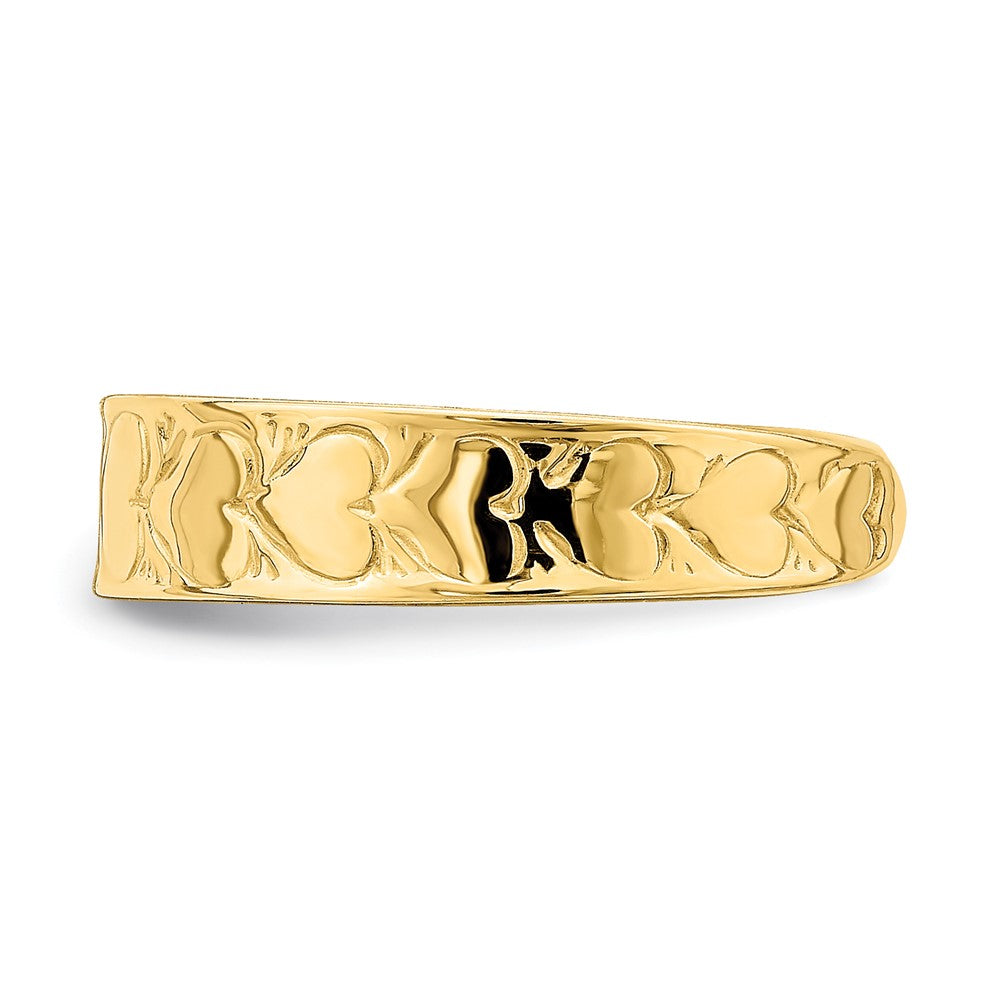 14K Gelbgold Zehenring mit Herzmuster
