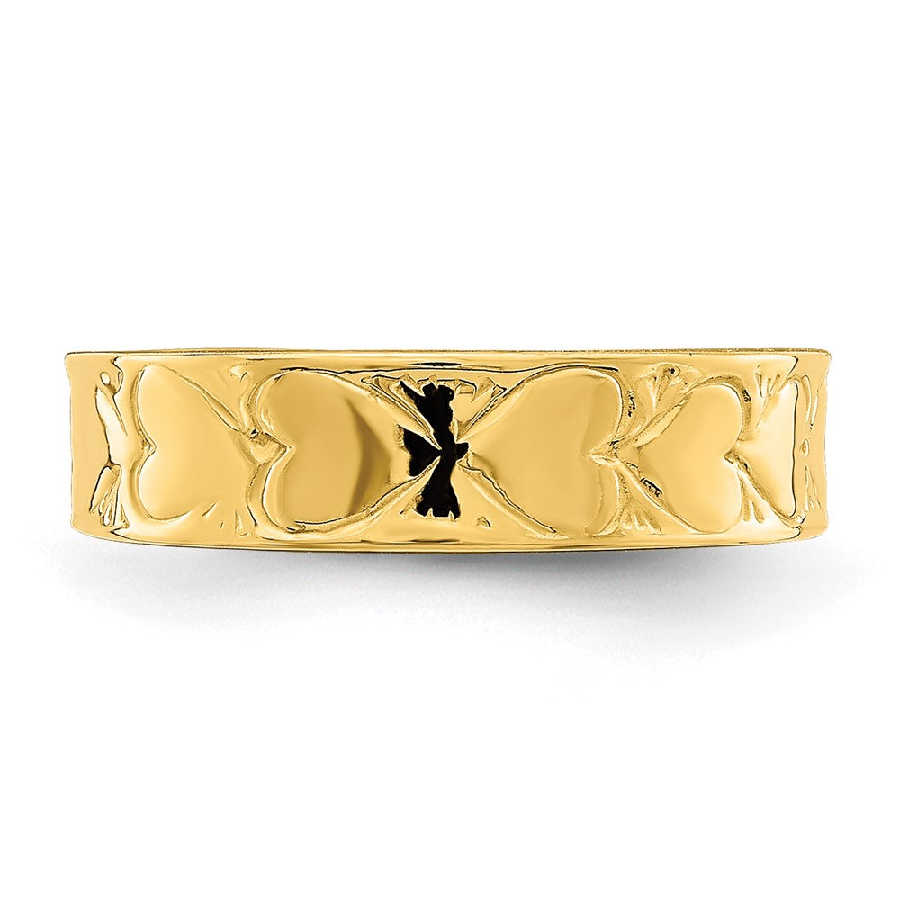 14K Gelbgold Zehenring mit Herzmuster