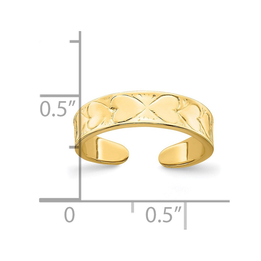 14K Gelbgold Zehenring mit Herzmuster