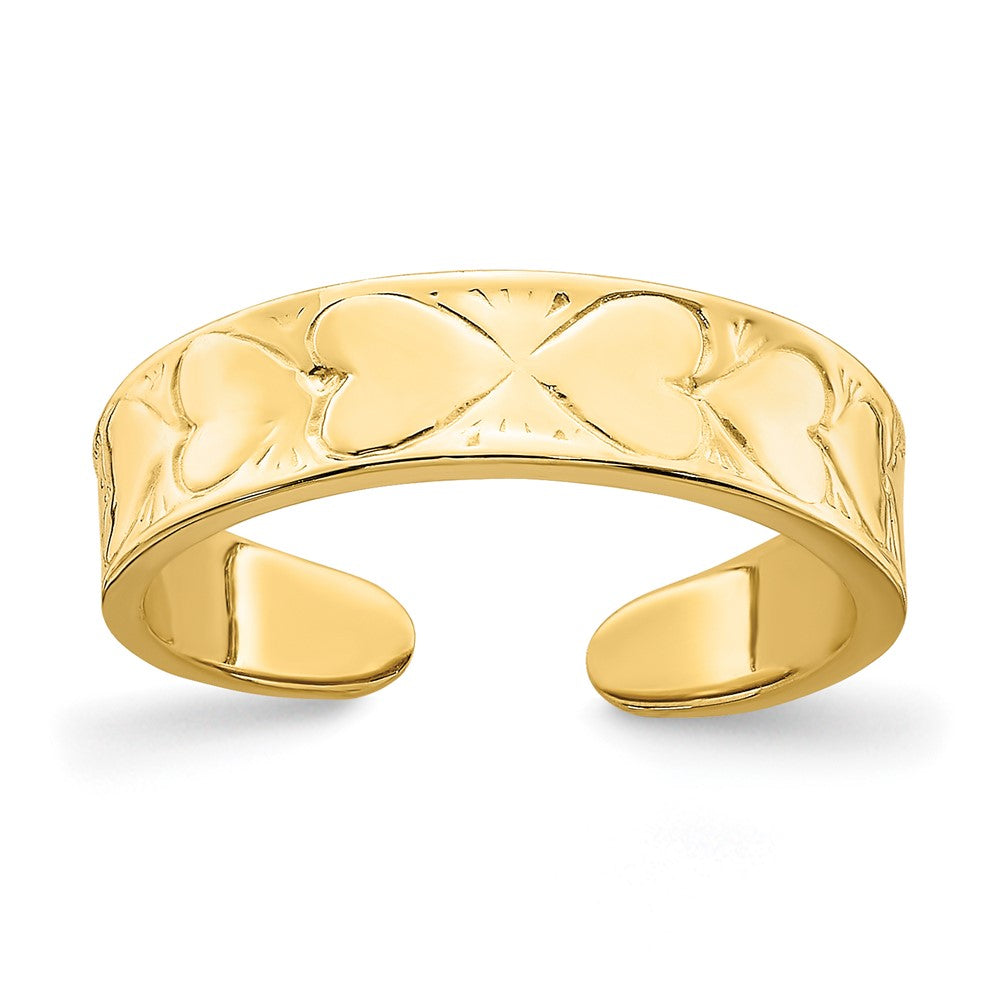 14K Gelbgold Zehenring mit Herzmuster