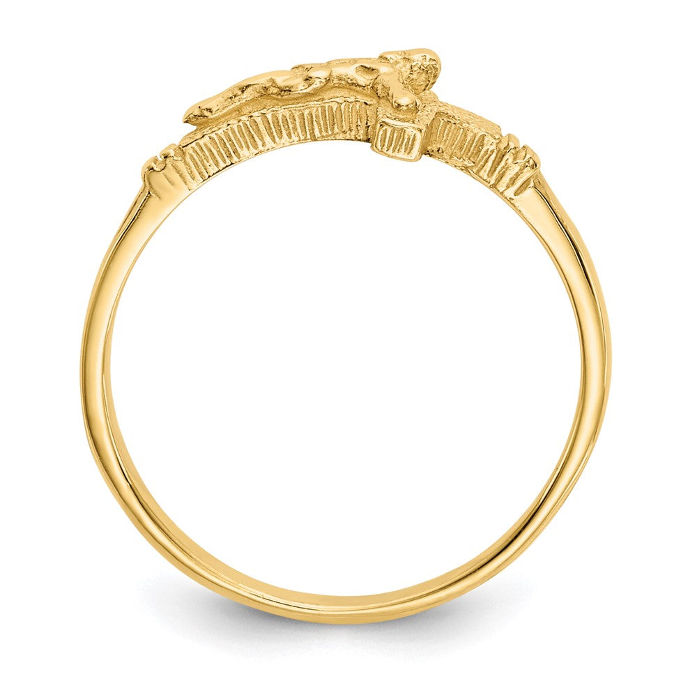 14K Gelbgold Kruzifix-Ring mit satinierter Oberfläche für Kinder