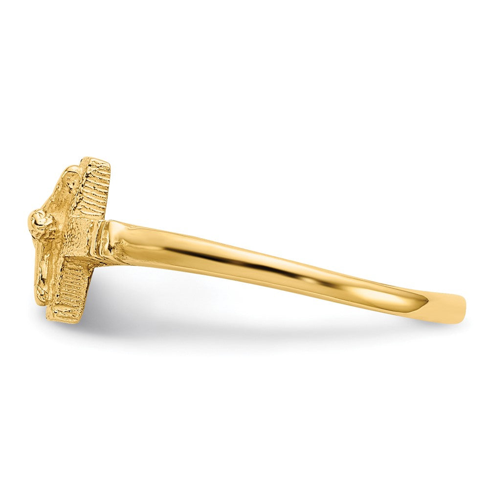 14K Gelbgold Kruzifix-Ring mit satinierter Oberfläche für Kinder