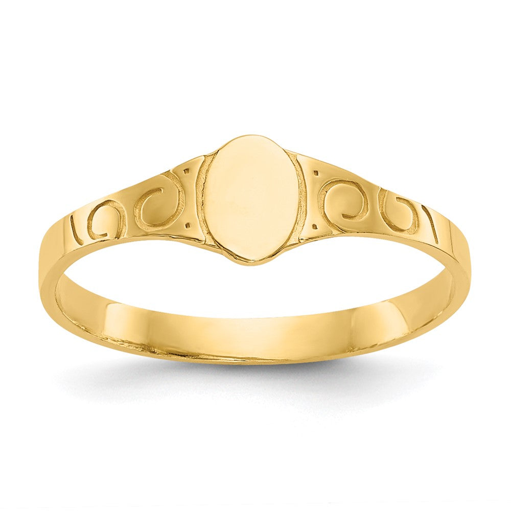14K Gelbgold Poliert Oval Baby Siegel Ring