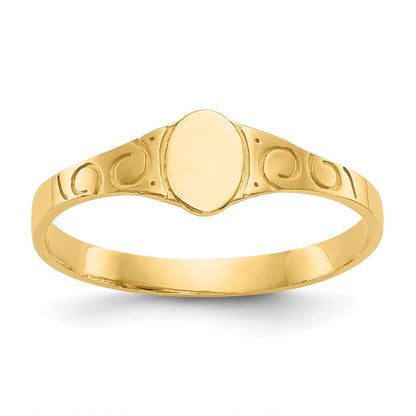 14K Gelbgold Poliert Oval Baby Siegel Ring