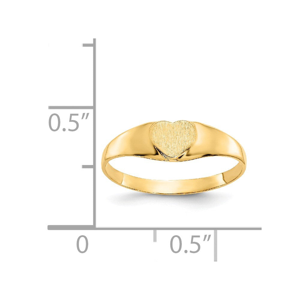 14K Gelbgold Satiniert Baby Herz Siegel Ring