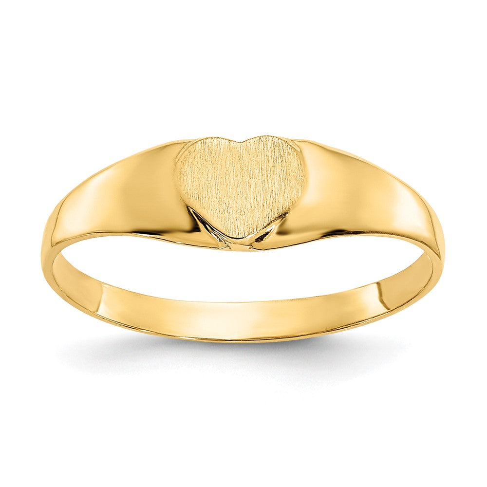 14K Gelbgold Satiniert Baby Herz Siegel Ring