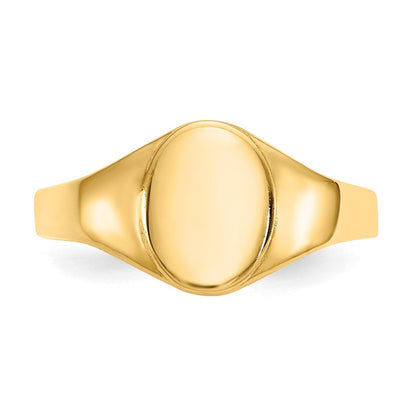 14K Gelbgold Hoch Poliert Oval Geschlossen Rückseite Baby Siegel Ring