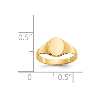 14K Gelbgold Hoch Poliert Oval Geschlossen Rückseite Baby Siegel Ring