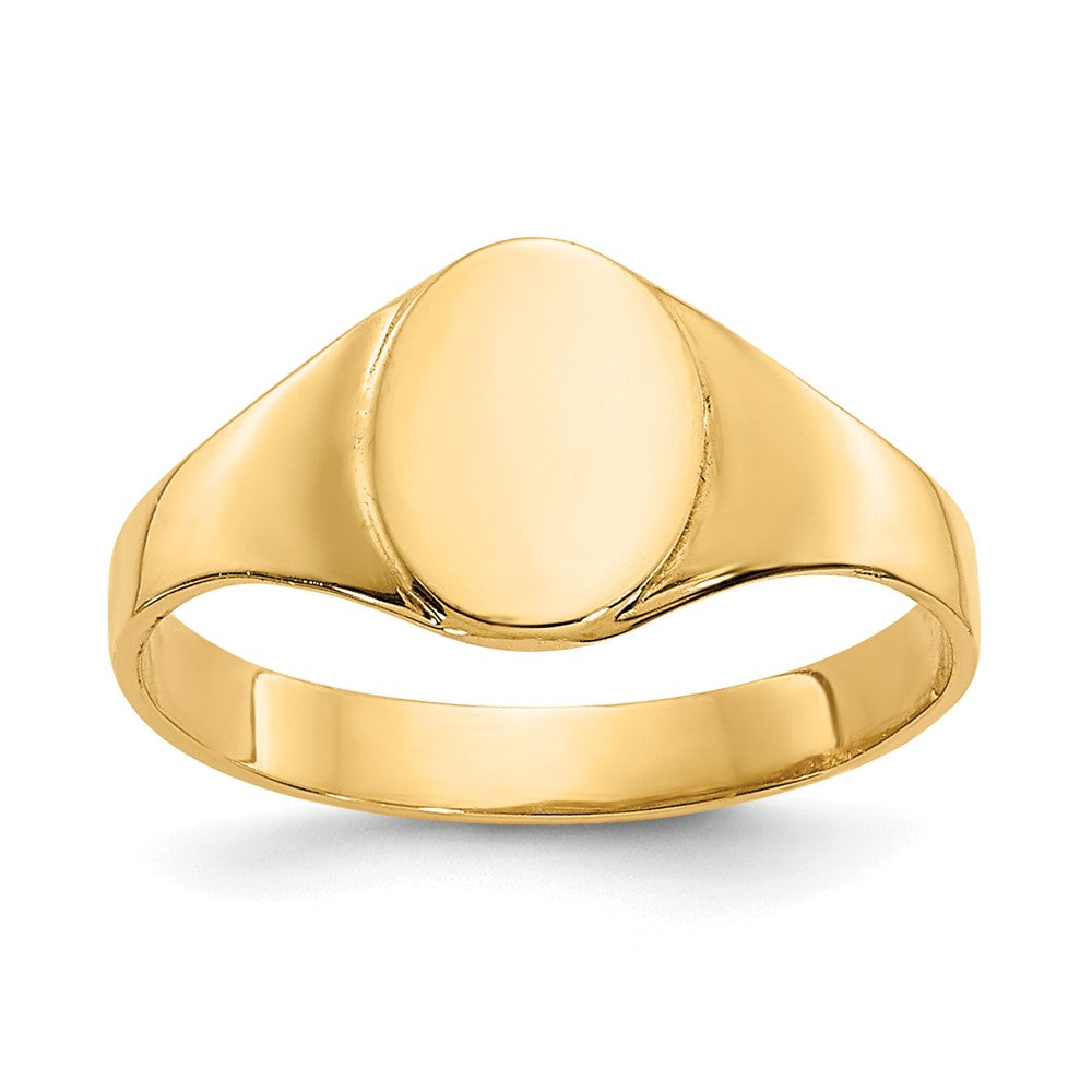 14K Gelbgold Hoch Poliert Oval Geschlossen Rückseite Baby Siegel Ring