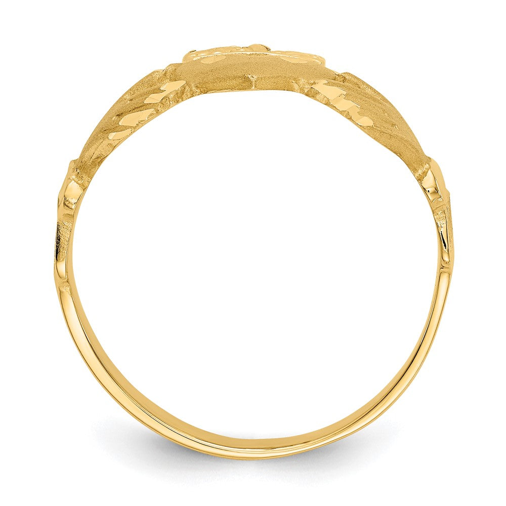 14K Gelbgold Ring mit Diamantschliff Claddagh
