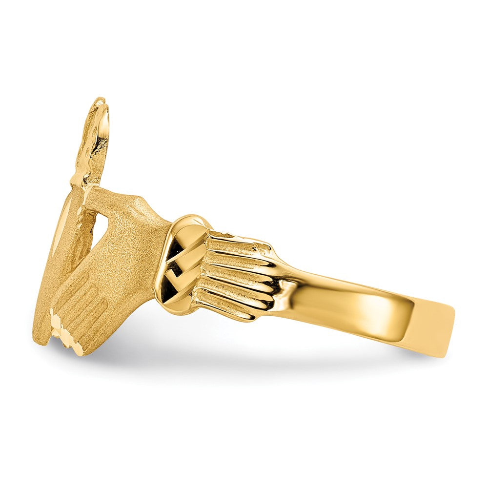 14K Gelbgold Ring mit Diamantschliff Claddagh