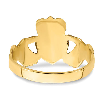 14K Gelbgold Ring mit Diamantschliff Claddagh