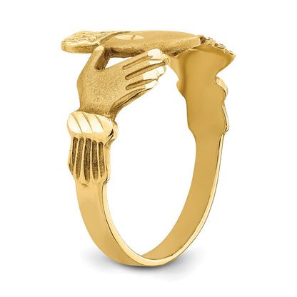 14K Gelbgold Ring mit Diamantschliff Claddagh