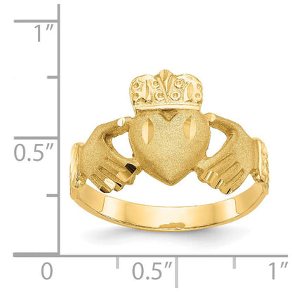 14K Gelbgold Ring mit Diamantschliff Claddagh